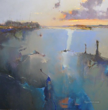 夕日バーナム オーヴェリー ステイスの抽象的な海景 Oil Paintings
